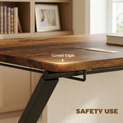 Folding Desk with Upper Shelf for Small Spaces and Easy Storage Rustic Brown AOSOM