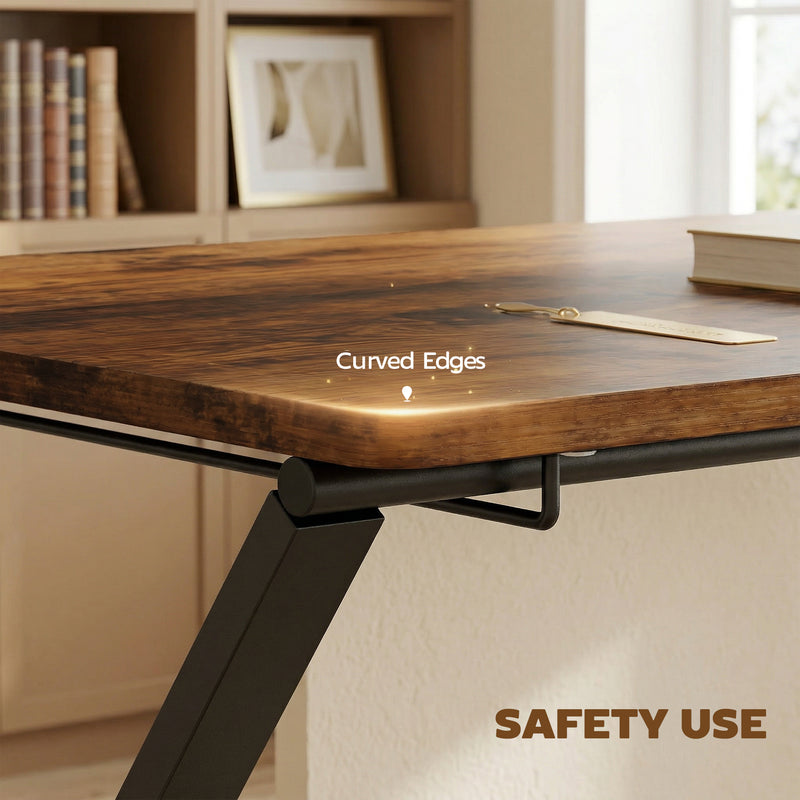 Folding Desk with Upper Shelf for Small Spaces and Easy Storage Rustic Brown AOSOM