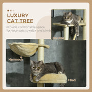 Adjustable 6 Tier Cat Climbing Tower With Hammock And Scratching Posts For Indoor Use Beige