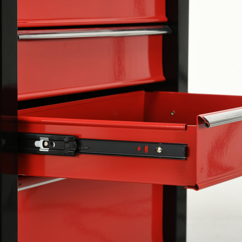 5 Drawer Lockable Steel Tool Chest With Wheels For Garage Or Workshop Use Red