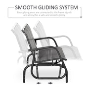 Grey 3 Seater Garden Glider Rocking Chair Metal Patio Bench for Outdoor Relaxation by Outsunny