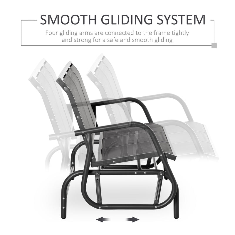 Grey 3 Seater Garden Glider Rocking Chair Metal Patio Bench for Outdoor Relaxation by Outsunny