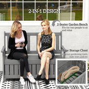 Grey 2 Seater Wooden Garden Storage Bench for Patio and Porch by Outsunny