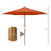 2.5m Wooden Garden Parasol Orange Sun Shade Outdoor Patio Umbrella by Outsunny