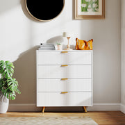 White Four Drawer Elegant Bedside Table with Storage by HOMCOM