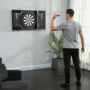 Bristle Dartboard Cabinet Set with 6 Steel Tip Darts Ideal for Home Games Room Brown AOSOM