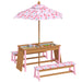 Kids Picnic Table Set with Foldable Umbrella Cushions Storage Boxes Flamingo Design Pink by AIYAPLAY
