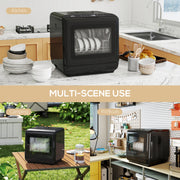 Mini Table Top Dishwasher with 6 Programmes LED Touch Control and Air Drying, White