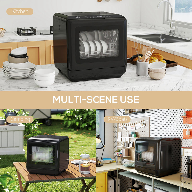 Mini Table Top Dishwasher with 6 Programmes LED Touch Control and Air Drying, White