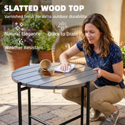 Outdoor Side Table for Garden or Patio with Weather Resistant Wood Top Dark Grey Black Outsunny