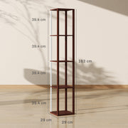 LED Floor Lamp with Shelves and Remote Control for Living Room or Bedroom, Brown