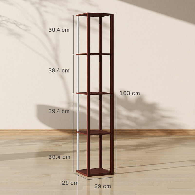 LED Floor Lamp with Shelves and Remote Control for Living Room or Bedroom, Brown