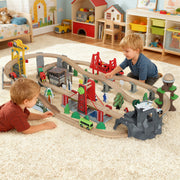 100 Piece Wooden Train Set with Battery Train and Crane for Kids Aged 3 Plus, Natural Wood AOSOM