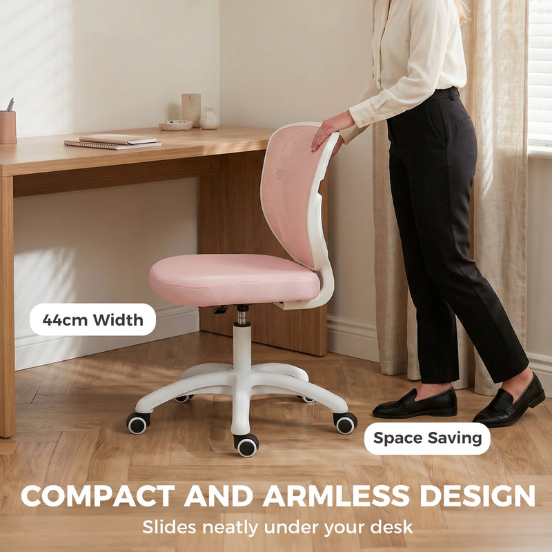 Compact Desk Chair for Small Bedrooms or Home Offices with Mesh Back