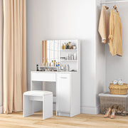 Dressing Table and Stool Set With Hidden Storage Ideal for Bedroom or Vanity Use White