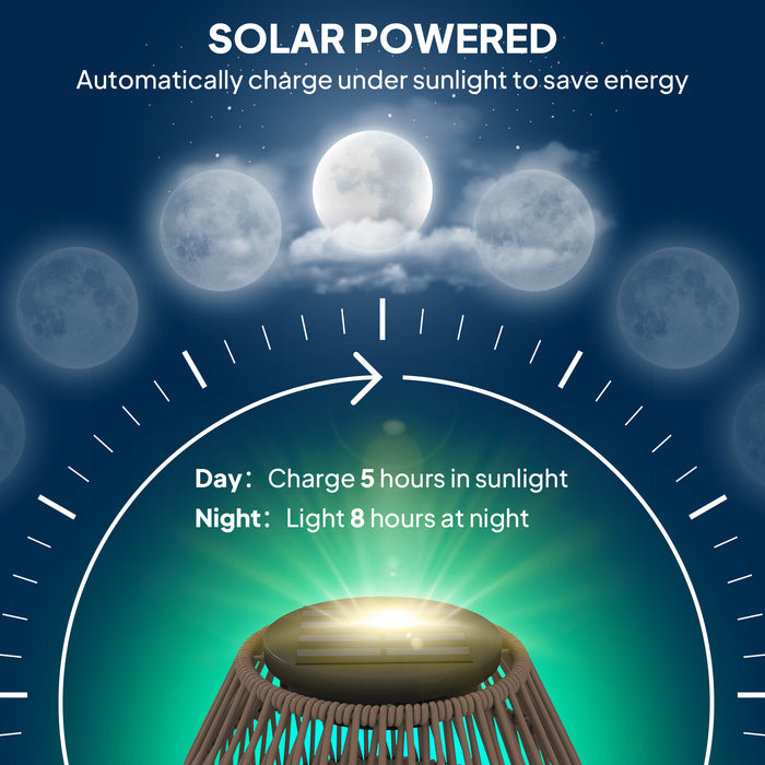 Rattan Solar Garden Lantern IP44 Waterproof Auto On Off Outdoor Light Dark Brown by Outsunny