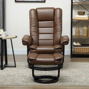 Reclining Faux Leather Armchair with Footstool 135 Degree Backrest Support Brown