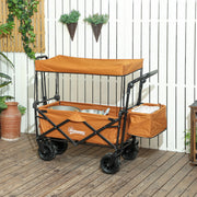 Orange Folding Trolley Cart with Canopy and Handle for Shopping Camping by Outsunny