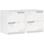 Set of 2 High Gloss Bedside Tables with Storage Shelves for Bedroom Organisation White