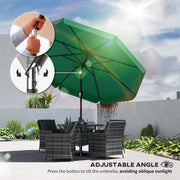 Patio Parasol with Adjustable Tilt for Sun Protection and Easy Use 3m Green AOSOM