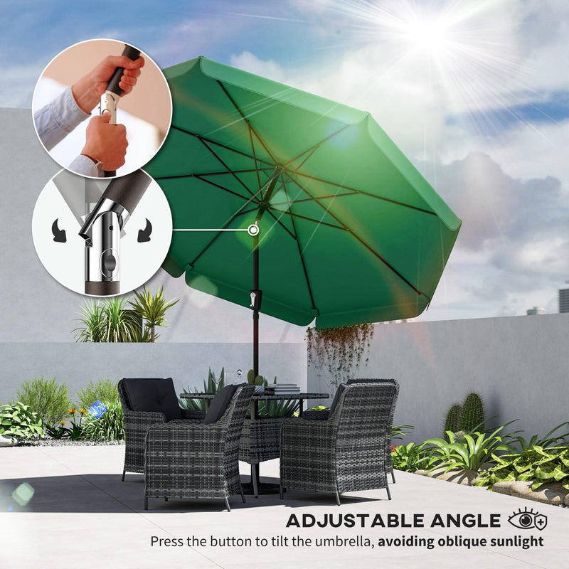 Patio Parasol with Adjustable Tilt for Sun Protection and Easy Use 3m Green AOSOM