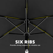 Garden Parasol with Tilting Canopy for Adjustable Shade and UV Protection Black Outsunny