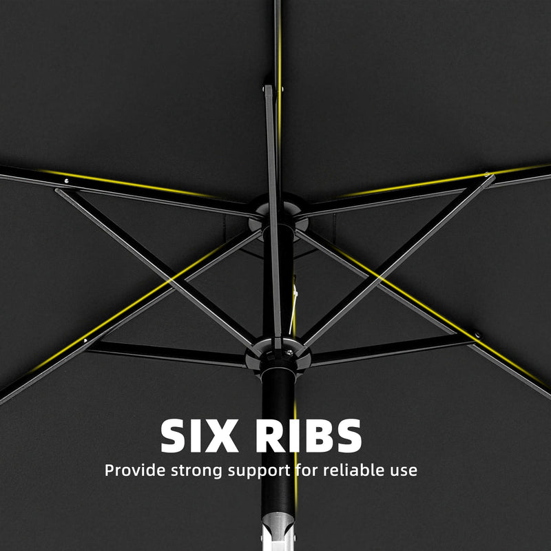 Garden Parasol with Tilting Canopy for Adjustable Shade and UV Protection Black Outsunny