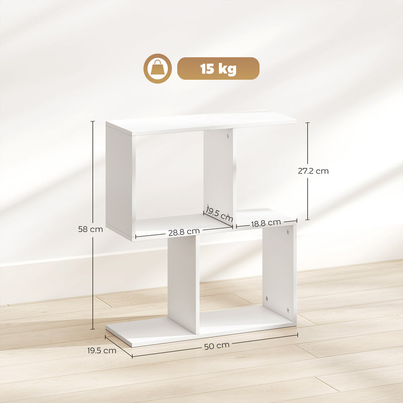Slim 3 Tier S Shaped Side Table With Storage Shelves Ideal For Small Spaces White