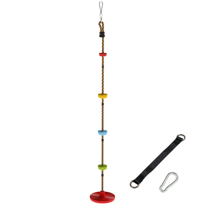 Children’s Garden Tree Swing With Climbing Footrests for Active Outdoor Play Red AOSOM