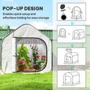 Mini Pop Up Greenhouse 150 x 148cm Portable Plant Grow Tent White by Outsunny