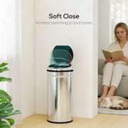 Automatic 42L Automatic Kitchen Sensor Bin with Soft Close Lid Ideal for Home Use, Stainless Steel