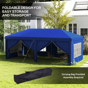 3 x 6m Pop Up Gazebo With Curtains and Windows Ideal for Outdoor Parties Blue Outsunny