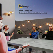 6 Seater Garden Table and Chairs With Large Rectangular Table and Stackable Chairs Light Grey Outsunny