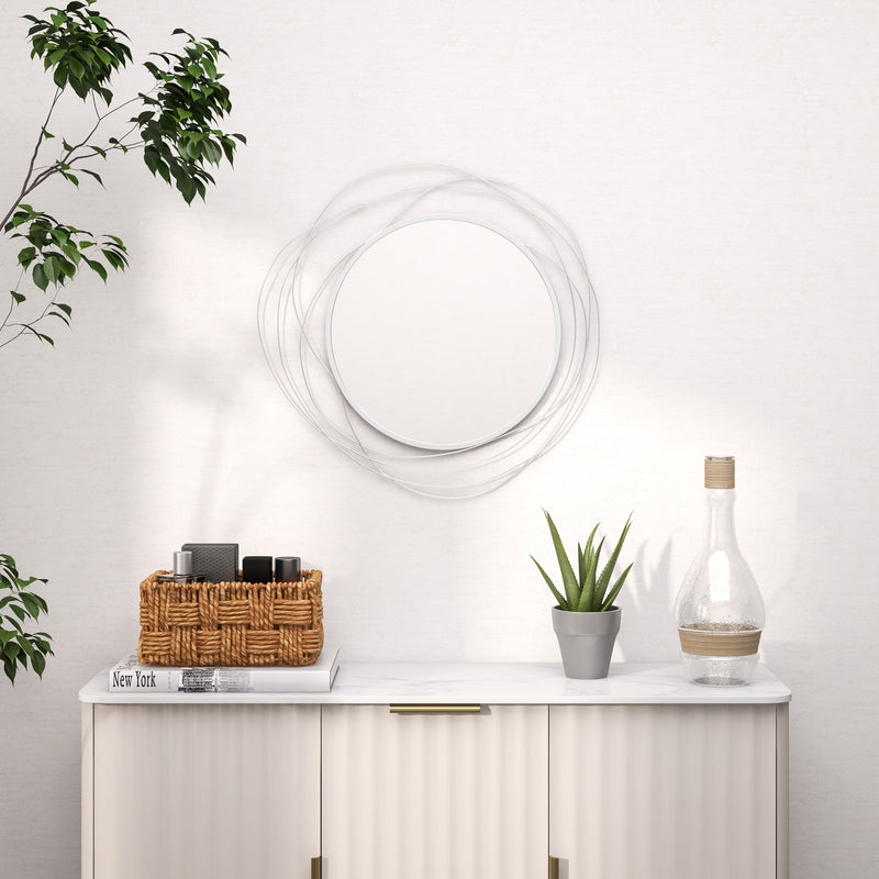 Decorative Metal Wire Wall Mirror With Mounting Accessories Ideal for Hallway or Lounge Silver