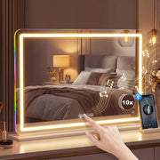 Vanity Mirror with Adjustable LED Lights and Bluetooth Speaker for Makeup and Hair White AOSOM