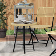 Natural Rattan Outdoor Side Table With Wood Finish Ideal For Garden Or Patio Use