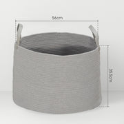 88L Cotton Rope Laundry Basket With Sturdy Handles For Clothes Storage, Grey