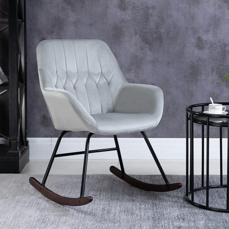 Rocking Armchair with Steel Frame and Padded Seat for Lounge or Office Use Grey and Black