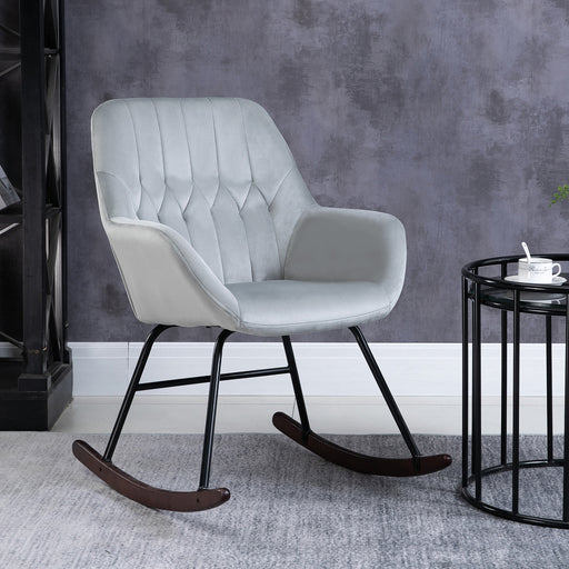 Rocking Armchair with Steel Frame and Padded Seat for Lounge or Office Use Grey and Black
