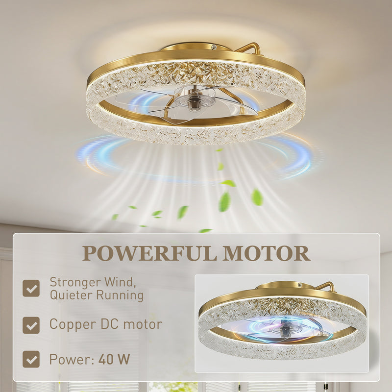 Ceiling Fan With Smart App Control and Adjustable Light for Bedrooms and Small Rooms Gold