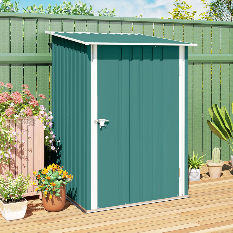 Metal Lean To Garden Storage Shed for Weatherproof Tool Organisation Green