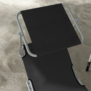 Black Foldable Sun Lounger Set of 2 With Sun Shade and Adjustable Backrest by Outsunny