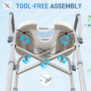 Height Adjustable Aluminium Shower Chair With Padded Seat For Elderly Support, Light Blue