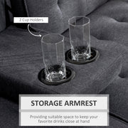 Three Seater Reclining Sofa Bed with Built In Cupholders Ideal for Guest Rooms Grey