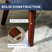 Blue Corduroy Retro Accent Chair with Wooden Legs for Living Room by HOMCOM