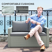 Light Grey 4 Seater Rattan Garden Furniture Set with Cushions and Coffee Table