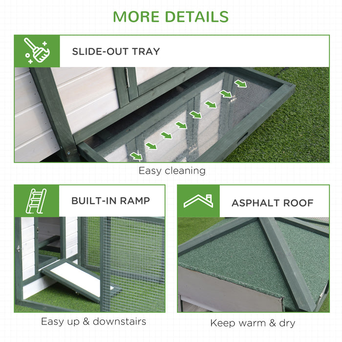 Chicken Coop Wooden Small Animal Pet Cage with Nesting Box and Outdoor Run by PawHut