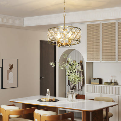 Four Bulb Crystal Chandelier Light Fixture Adds Elegance To Dining Room or Lounge Gold