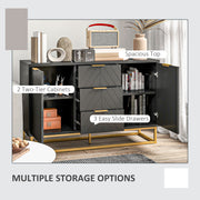 Sideboard with 3 Drawers and Adjustable Shelves for Storage in Living Room Black