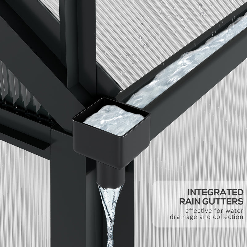 Large Walk In Polycarbonate Greenhouse With Sliding Door For Garden Plant Growth Grey